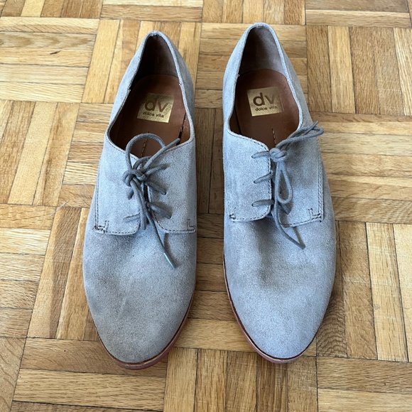 NEW Dolce Vita Grey Suede Oxfords Size 10 - Picture 2 of 3